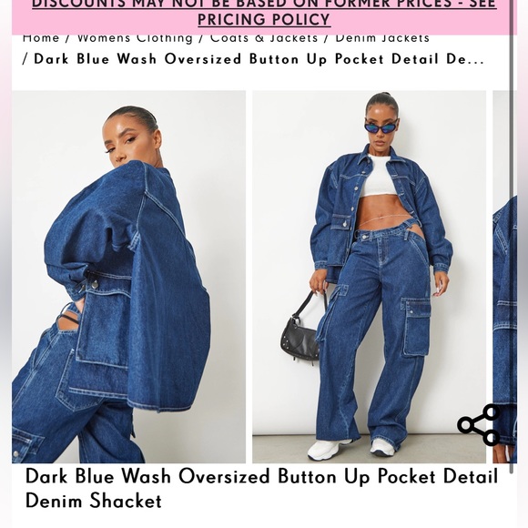 Pretty little thing Dark Blue Cut Out Asymmetric Waistband Cargo pants and top - Picture 2 of 3